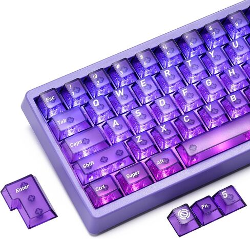 HITIME XVX White Clear Keycaps,Transparent Keycaps 60 75 100 Percent,Ceramic Keycap Style, Shine Through Keycap, Cherry Profile Keyboard Key Cap Set for Mx Switches Mechanical Keyboard, 119 Keys in Saudi Arabia