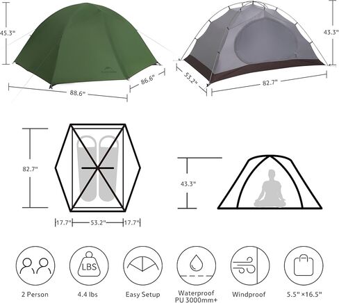 Naturehike 4 Season Tent,Waterproof 2 Person Backpacking Tent, Four Season Tents for Cold Weather Winter Camping in Saudi Arabia