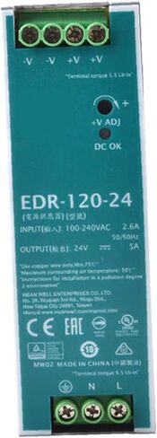 DYSGLOBAL EDR-120-24 مصدر طاقة AC-DC بقدرة 120 واط مع مخرج 24 فولت وتيار 5 أمبير، ومدخل عالمي 90-264 فولت تيار متردد، وتصميم مضغوط لأنظمة التحكم الصناعية، وأتمتة المصانع، ومعدات أشباه الموصلات in Saudi Arabia