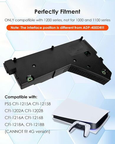 لـ PS5 ADP-400FR مزود الطاقة مع كابل الطاقة، مصدر طاقة وحدة التحكم في الألعاب الداخلية مناسب لجهاز PlayStation 5 PA-1401-JT3 CFI-1215A CFI-1215B، استبدال مصدر المضيف لسلسلة 1200 in Kuwait
