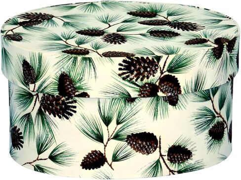 Sarah's Hat Boxes – Pine Cones Decorative Gift Box | Elegant Reusable Storage Boxes for Gifts, Keepsakes, Jewelry, or Special Items | Unique Printed Design in Saudi Arabia