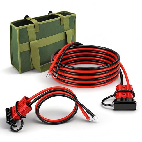 موصل فصل سريع للبطارية 175A مع 9 أقدام، 6AWG أسلاك نحاسية قطع سريع طقم كابل طاقة ونش لجرار محرك السيارة رافعة شوكية (أحمر 175A 7FT+2FT 6AWS) in Kuwait