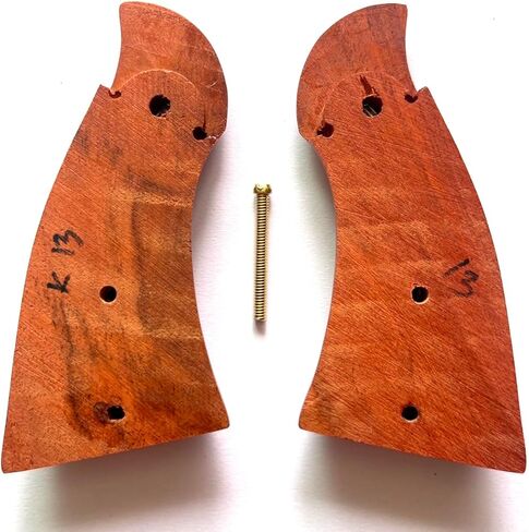 Hardwood Handgun Grips Compatible with Smith and Wesson K/L Frame Square Butt Revolvers Finger Groove Checkered Design Deluxe Classic Handmade Craft Handcraft in Kuwait
