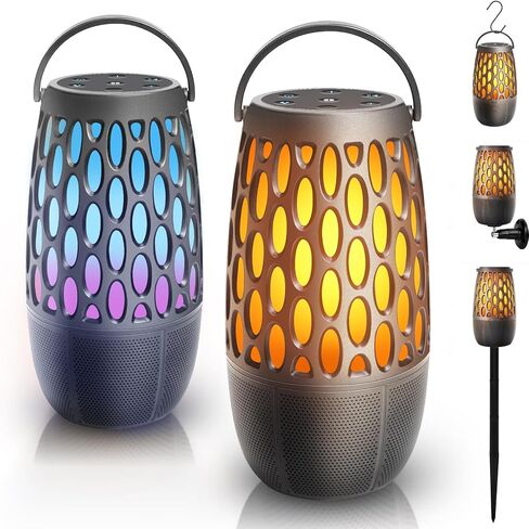 مكبر صوت LED خارجي، مقاوم للماء IPX6 مع أضواء لهب، صوت ستيريو عالي الدقة 10 وات، BT 5.3 متعدد المزامنة حتى 100، هدايا مكبر صوت لاسلكي من Atmospere للنساء والرجال، ديكورات لحفلات الفناء in Saudi Arabia