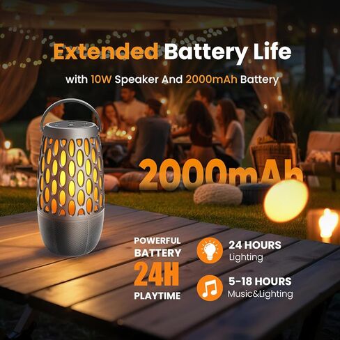 مكبر صوت LED خارجي، مقاوم للماء IPX6 مع أضواء لهب، صوت ستيريو عالي الدقة 10 وات، BT 5.3 متعدد المزامنة حتى 100، هدايا مكبر صوت لاسلكي من Atmospere للنساء والرجال، ديكورات لحفلات الفناء in Saudi Arabia