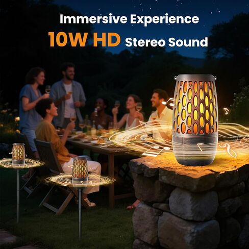 مكبر صوت LED خارجي، مقاوم للماء IPX6 مع أضواء لهب، صوت ستيريو عالي الدقة 10 وات، BT 5.3 متعدد المزامنة حتى 100، هدايا مكبر صوت لاسلكي من Atmospere للنساء والرجال، ديكورات لحفلات الفناء in Saudi Arabia