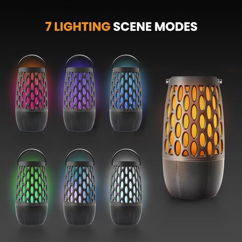 مكبر صوت LED خارجي، مقاوم للماء IPX6 مع أضواء لهب، صوت ستيريو عالي الدقة 10 وات، BT 5.3 متعدد المزامنة حتى 100، هدايا مكبر صوت لاسلكي من Atmospere للنساء والرجال، ديكورات لحفلات الفناء in Saudi Arabia