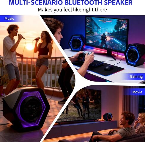 PC Gaming Speakers Maximum 50W for Laptop Mac Desktop Computer Woofer Speakers Bluetooth USB AUX Inputs RGB Lights Multimedia Speakers in Saudi Arabia