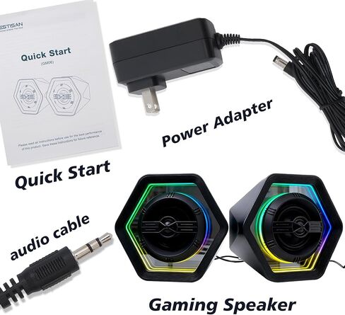 PC Gaming Speakers Maximum 50W for Laptop Mac Desktop Computer Woofer Speakers Bluetooth USB AUX Inputs RGB Lights Multimedia Speakers in Saudi Arabia