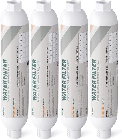 فلتر مياه مضمن RV معتمد من TORVA NSF مع واقي خرطوم، تدفق عالي 3/4 بوصة GHT، أساسي للتخييم والبحرية، عبوتان in Kuwait