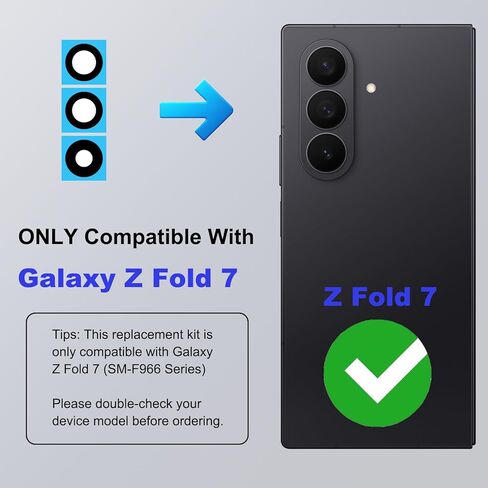 3-Pack Rear Camera Lens Glass Replacement Kit Compatible with Galaxy Z Fold 7, with Pre-Cut Tape + Repair Tools + Instruction Manual in Saudi Arabia