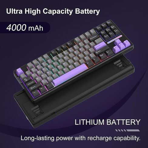 لوحة مفاتيح ميكانيكية Camiysn x MageGee Light 87 Gasket، تخطيط 80% 87 مفتاحًا لوحة مفاتيح ألعاب لاسلكية قابلة للتبديل السريع مع 5 طبقات ممتصة للصوت، أغطية مفاتيح PBT مطبوعة جانبية 2.4 جيجا هرتز/USB-C/BT5.0، RGB in Kuwait
