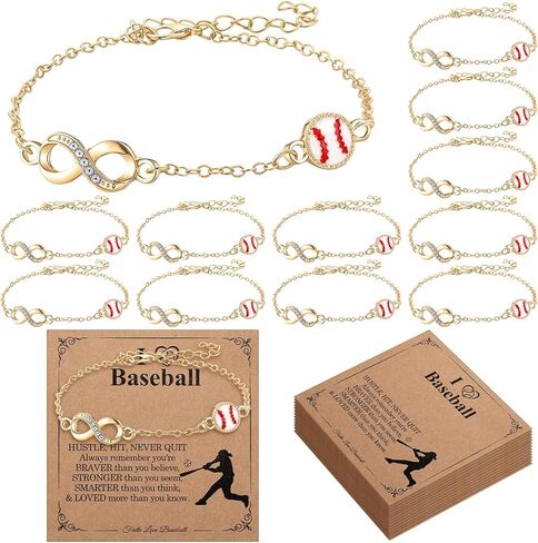 Quelay 12 Set Sport Infinity Bracelets for Women Team Gift Adjustable 14K Gold Plated Birthday Christmas Jewelry Gifts in Saudi Arabia