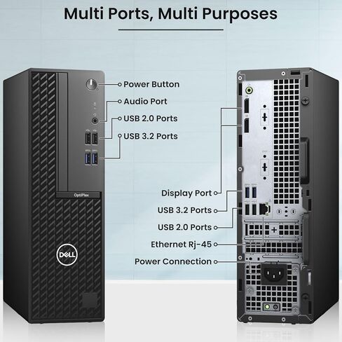 Dell OptiPlex SFF Desktop PC | Intel Core i5-10th Gen | 16GB DDR4 RAM | 256GB SSD | Dual 22" Monitor | Wireless Keyboard Mouse | Built-in WiFi | Business Office Computer | Windows 11 Pro (Renewed) in Saudi Arabia