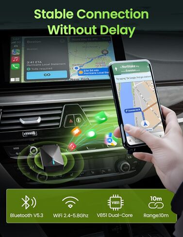 U3 Wireless CarPlay Adapter, Plug & Play Convert Wired to Wireless CarPlay/Android Auto for iPhone & Android, Low Latency Fast Connection, Auto Connect, OTA Update, Compatible with Cars 2018+ in Kuwait