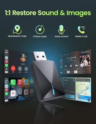 U3 Wireless CarPlay Adapter, Plug & Play Convert Wired to Wireless CarPlay/Android Auto for iPhone & Android, Low Latency Fast Connection, Auto Connect, OTA Update, Compatible with Cars 2018+ in Kuwait