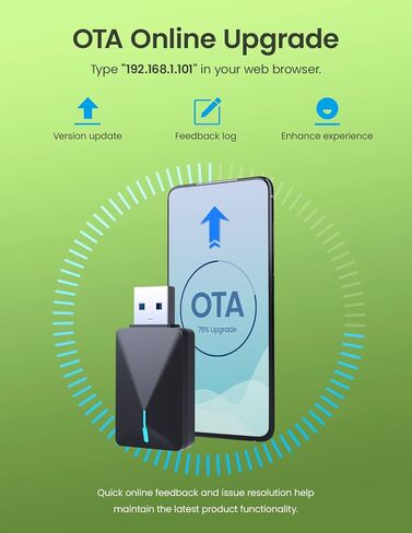 U3 Wireless CarPlay Adapter, Plug & Play Convert Wired to Wireless CarPlay/Android Auto for iPhone & Android, Low Latency Fast Connection, Auto Connect, OTA Update, Compatible with Cars 2018+ in Kuwait