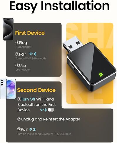 Wireless CarPlay Adapter Multi-Device Switching, Convert Wired to Wireless CarPlay Dongle for iPhone, Plug & Play for iOS 10+ & Cars 2018+ Model, Seamless Auto Connection in Kuwait