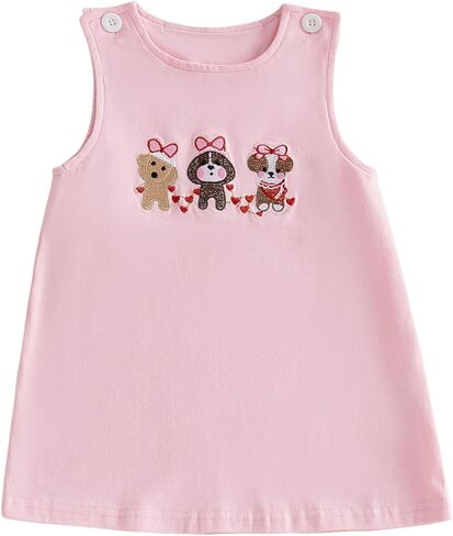 Toddler Baby Girl Valentines Dress Heart Dog Embroidery Sleeveless Princess Tank Dresses Cute Valentine's Day Clothes in Saudi Arabia