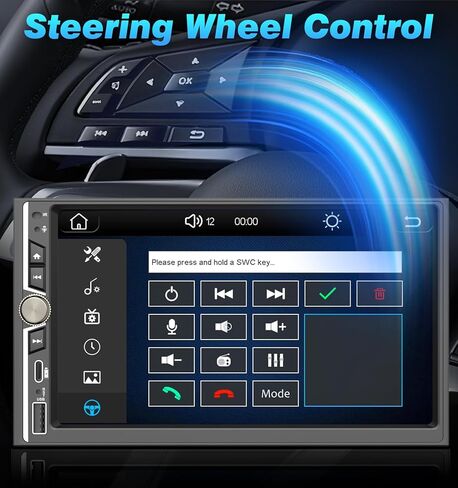 ستيريو سيارة مزدوج Din مقاس 7 بوصات IPS مع شاشة Apple CarPlay اللاسلكية وشاشة Android التلقائية، صوت راديو تشغيل السيارة، 240 وات، بلوتوث، كاميرا احتياطية AHD، شحن سريع USB-C، 16 نطاق EQ، SWC، شاشة لمس MirrorLink in Kuwait