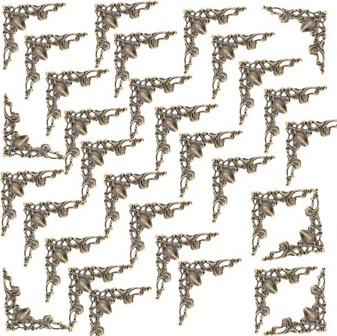 30 Pcs Antique Edge Corner Decorative Protectors, Scrapbooking Albums Embellishment Photo Frame Jewelry Box Decorative Corner (Antique Bronze) in Kuwait