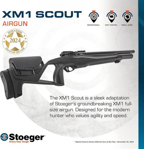 مسدس هوائي Stoeger XM1 Scout PCP - عيار 22 - أسود اصطناعي مع سحب قابل للتعديل in Kuwait