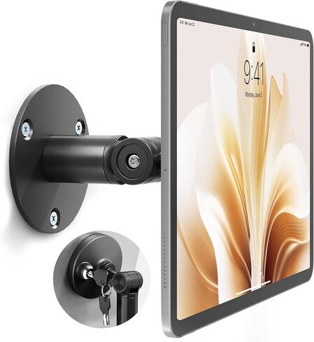 monTEK Anti-Theft Tablet Wall Mount, Universal Tablet Kiosk with Security Lock Fit 7"-15" Screen Size, Compatible with Ipad Series and Samsung Tab, Frameless Design, Black in Saudi Arabia