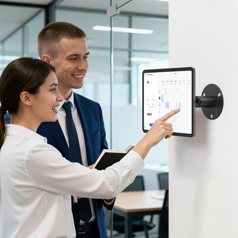 monTEK Anti-Theft Tablet Wall Mount, Universal Tablet Kiosk with Security Lock Fit 7"-15" Screen Size, Compatible with Ipad Series and Samsung Tab, Frameless Design, Black in Saudi Arabia