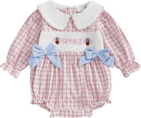 Newborn Baby Girl Easter Outfit Bunny Bubble Romper Long Sleeve Onesie Jumpsuit Smocked Baby Clothes Spring Bodysuit in Saudi Arabia