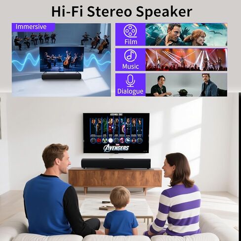 شريط صوت بقدرة 50 وات للتلفزيون الذكي، مكبر صوت 2.0 قناة مع اتصال Bluetooth 5.3/ARC/Opt/AUX، نظام صوت محيطي للتلفزيون مع مكبري صوت كاملي النطاق، نظام صوت محيطي منزلي لأجهزة الكمبيوتر التلفزيونية in Kuwait