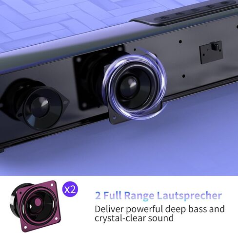 شريط صوت بقدرة 50 وات للتلفزيون الذكي، مكبر صوت 2.0 قناة مع اتصال Bluetooth 5.3/ARC/Opt/AUX، نظام صوت محيطي للتلفزيون مع مكبري صوت كاملي النطاق، نظام صوت محيطي منزلي لأجهزة الكمبيوتر التلفزيونية in Kuwait