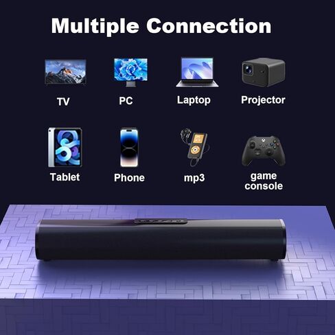 شريط صوت بقدرة 50 وات للتلفزيون الذكي، مكبر صوت 2.0 قناة مع اتصال Bluetooth 5.3/ARC/Opt/AUX، نظام صوت محيطي للتلفزيون مع مكبري صوت كاملي النطاق، نظام صوت محيطي منزلي لأجهزة الكمبيوتر التلفزيونية in Kuwait