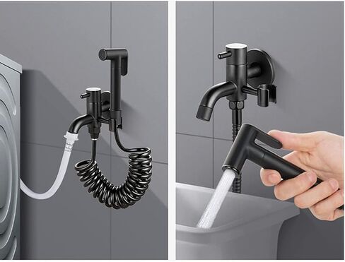 Toilet Bathroom HandheldSprayerSprayer Brass HandheldSprayer for Toilet Black Baby Cloth Diaper Sprayer PortableFaucet withHose for Feminine Wash, Pet Washing, Easy in Kuwait