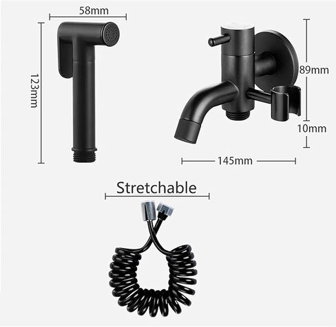 Toilet Bathroom HandheldSprayerSprayer Brass HandheldSprayer for Toilet Black Baby Cloth Diaper Sprayer PortableFaucet withHose for Feminine Wash, Pet Washing, Easy in Kuwait
