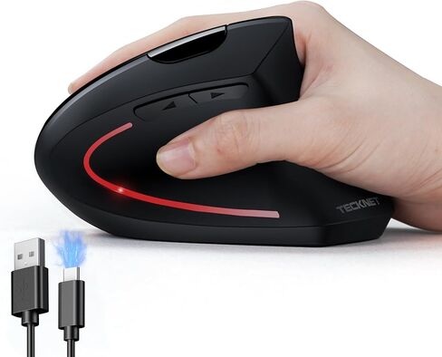 TECKNET Ergonomic Mouse, Rechargeable Vertical Ergo Mouse Wireless 800-4800 Levels 5 Adjustable DPI, Silent 2.4GHz Optical Carpal Tunnel Mouse for Right Hand, USB Wireless Mice for Laptop, PC in Saudi Arabia
