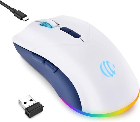 ماوس بلوتوث لاسلكي، ماوس بصري USB قابل لإعادة الشحن، 3 DPI قابلة للتعديل، وضع مزدوج صامت LED (بلوتوث 5.2 و2.4G) ماوس لاسلكي لأجهزة الكمبيوتر المحمول، وأجهزة الكمبيوتر الشخصية، وأجهزة Mac، وipad، وتوافق واسع. (أسود) in Kuwait