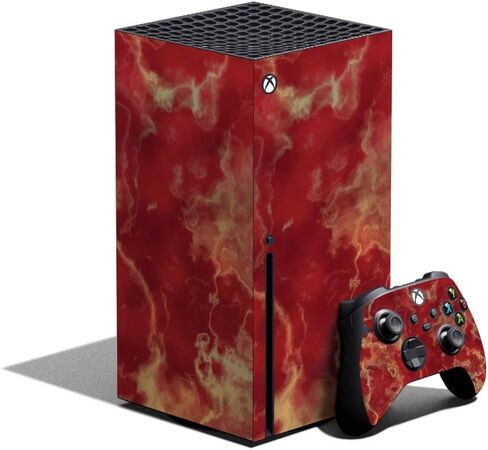 غلاف MIGHTY SKINS متوافق مع حزمة Xbox Series X - رخام قرمزي | غطاء ملتف واقٍ ومتين وفريد ​​من نوعه من الفينيل | سهل التطبيق وتغيير الأنماط | صنع في الولايات المتحدة الأمريكية in Saudi Arabia