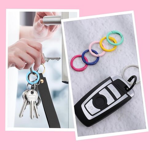30Pcs Round Spring O Rings Colorful Mini Locking Carabiner Metal Snap Buckle Clip for Purse Keyrings Keychain Handbag Lanyard, 25mm in Saudi Arabia