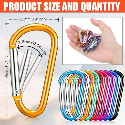 10 قطع من مشبك Carabiner باللون الأسود، خطاف على شكل حلقة كبيرة من الألومنيوم مقاس 3 بوصات in Saudi Arabia