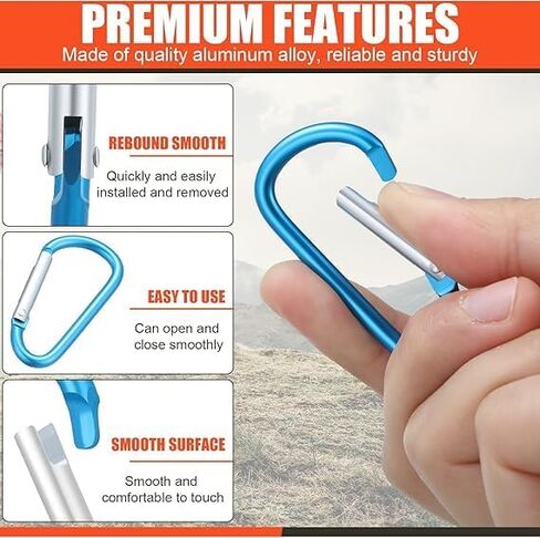 10 قطع من مشبك Carabiner باللون الأسود، خطاف على شكل حلقة كبيرة من الألومنيوم مقاس 3 بوصات in Saudi Arabia