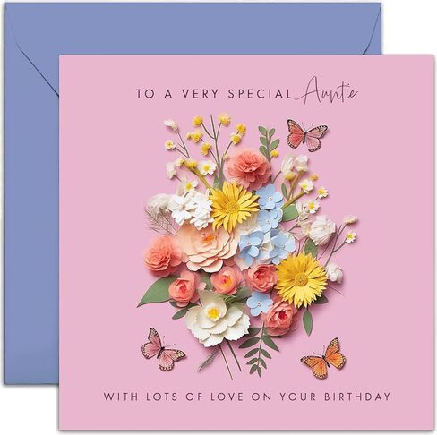 Old English Co. Special Mom Birthday Card for Her - Pink Flower Butterfly Birthday Card for Mom from Son Daughter - Cute Mom Birthday Card | Blank Inside Envelope in Saudi Arabia