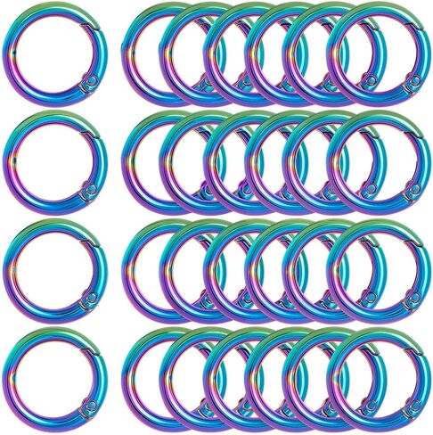 1 صندوق 24pcs 4 ألوان حلقات بوابة الربيع مستديرة خطاف خافق مقطع الذهب الفضة الفضية الدائرة فتحة O حلقة مفاتيح مشبك مشبك لحقيبة المجوهر in Saudi Arabia