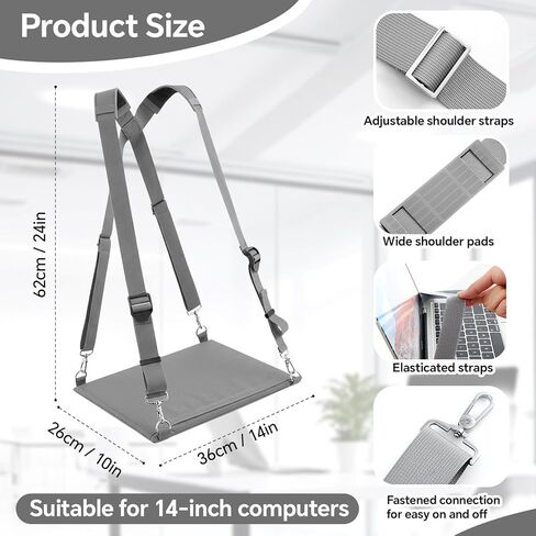Laptop Harness for Walking Portable Wearable Laptop Stand for up to 14'' Tablets E-Readers Notebook Notepad Standing Desk with Adjustable Straps(Pink) in Saudi Arabia