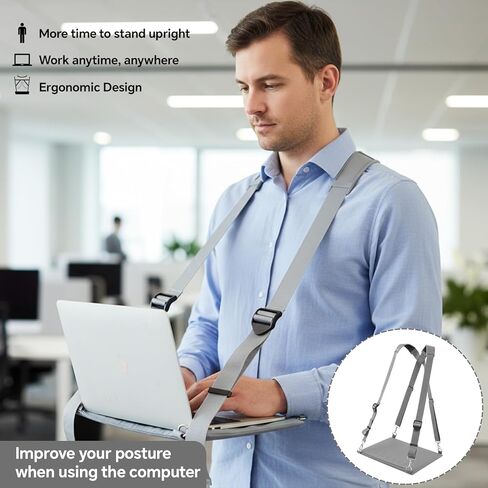 Laptop Harness for Walking Portable Wearable Laptop Stand for up to 14'' Tablets E-Readers Notebook Notepad Standing Desk with Adjustable Straps(Pink) in Saudi Arabia