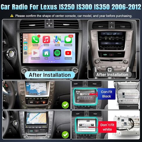 راديو ستيريو للسيارة Leadfan لسيارة Lexus IS250 IS300 IS350 2006-2012 ترقية مع Carplay اللاسلكي Android Auto، شاشة 10.1 بوصة لراديو Lexus مع نظام ملاحة GPS/بلوتوث/WiFi/SWC/MIC، 1280 * 720 in Kuwait