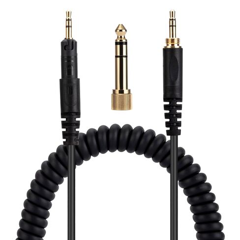 UNCLE LIGHT ATH-M40X M50X M70X Replacement Audio Cable, Compatible with Audio Technica Headphones, 3.5mm (6.35mm) to 2.5mm Male Stereo Jack Cord, Coiled Cable, 4.6 Ft (1.4 Meters), Black in Saudi Arabia