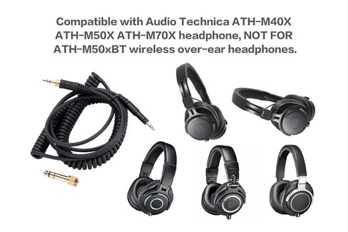 UNCLE LIGHT ATH-M40X M50X M70X Replacement Audio Cable, Compatible with Audio Technica Headphones, 3.5mm (6.35mm) to 2.5mm Male Stereo Jack Cord, Coiled Cable, 4.6 Ft (1.4 Meters), Black in Saudi Arabia