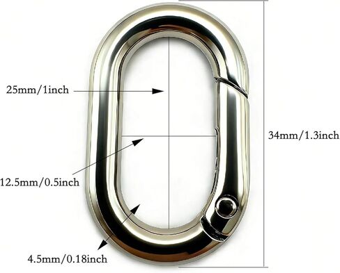20 Pack 1 Inch Oval Carabiner Clip, Spring O Rings Hooks, Metal Spring Key Ring Buckle for Bags,Purses in Saudi Arabia