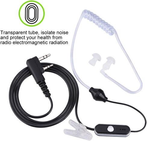 SYH&AQYE Walkie Talkie Earpiece with Mic, 2 Pin Earhook Two Way Radio Earpiece with PTT and Clips for Universal K Joint Walkie Talkie, Headset for Ritual Staff Hotels Guards in Saudi Arabia