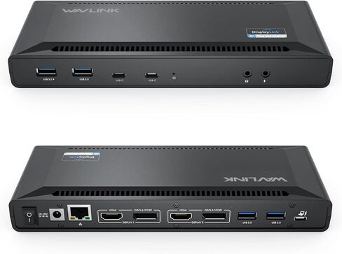 WAVLINK Laptop Docking Station Dual 4K@60Hz(2 HDMI+2DP), Displaylink Dock with100W PD Charging Compatible with Thunderbolt 4/3, USB-C/A - M1-M4 Mac, Windows, 10Gbps USB C, LAN - Driver Required in Saudi Arabia